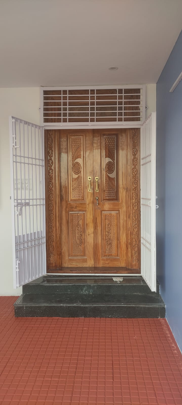 Carved teak wood double front door
