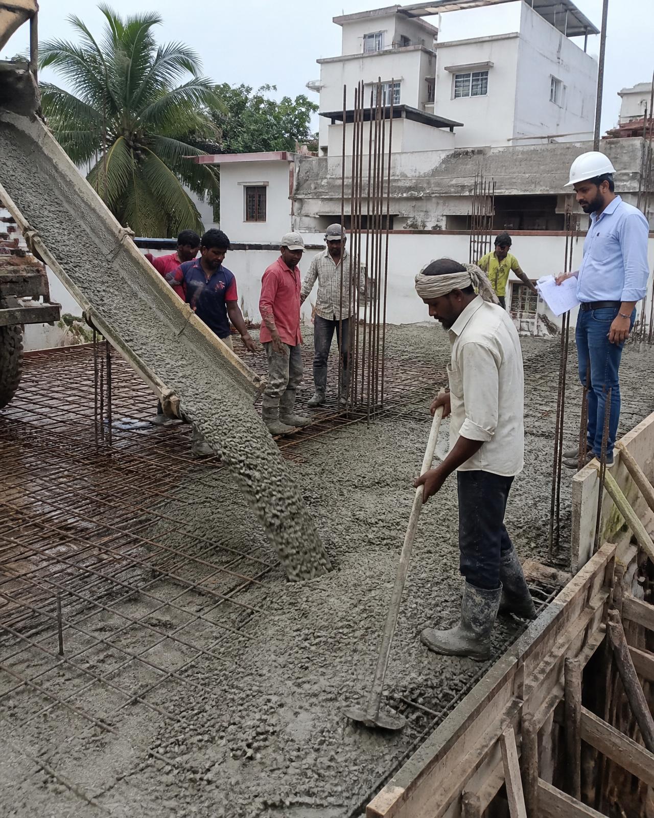 Supervised concrete pour
